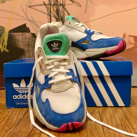 adidas falcon cloud white blue